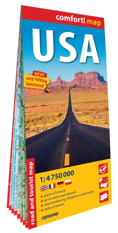 États-Unis d'Amérique 1/4.750.000 (carte grand format laminée). USA