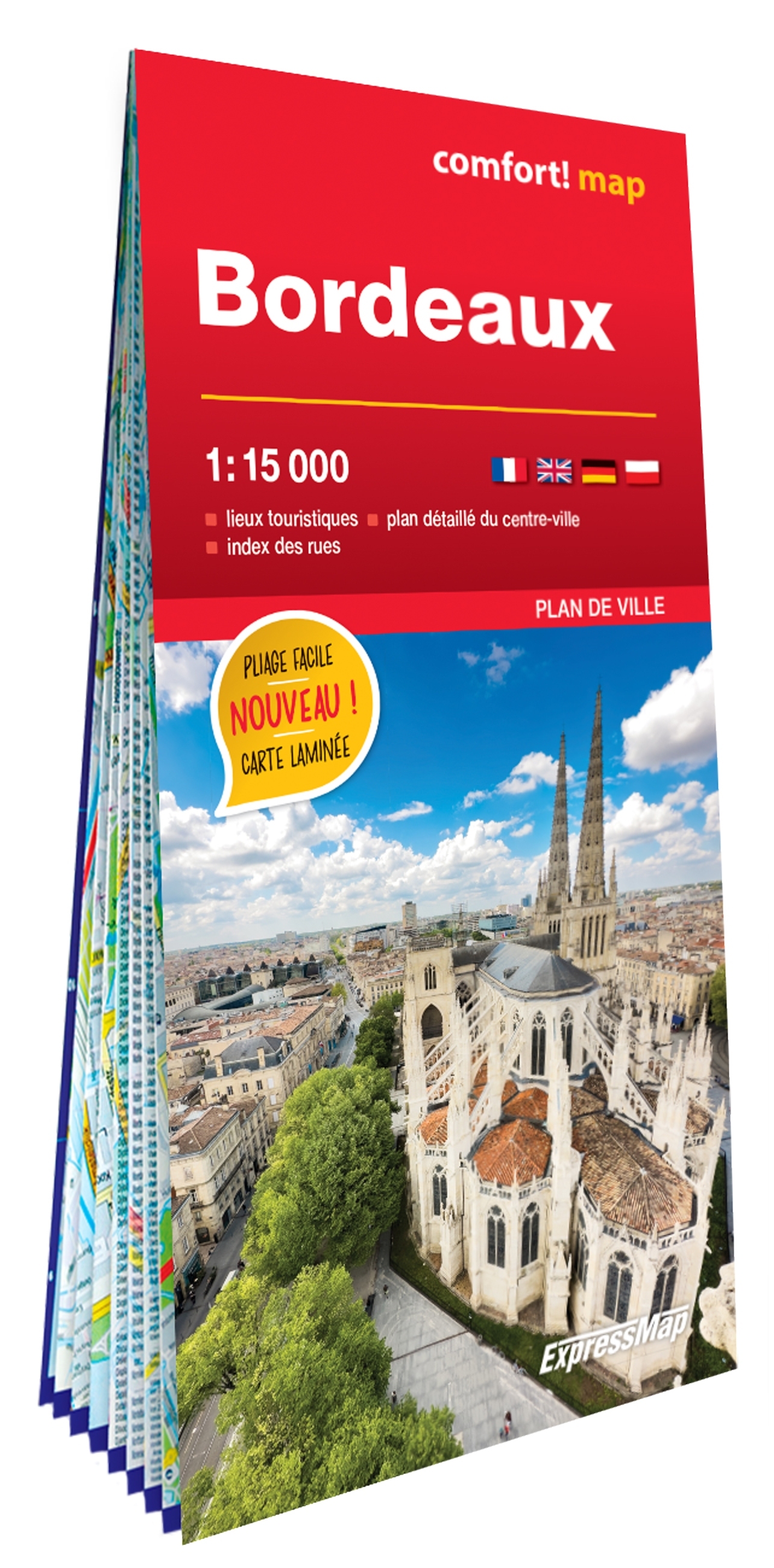 Bordeaux 1/15.000 (carte grand format laminée - plan de ville)