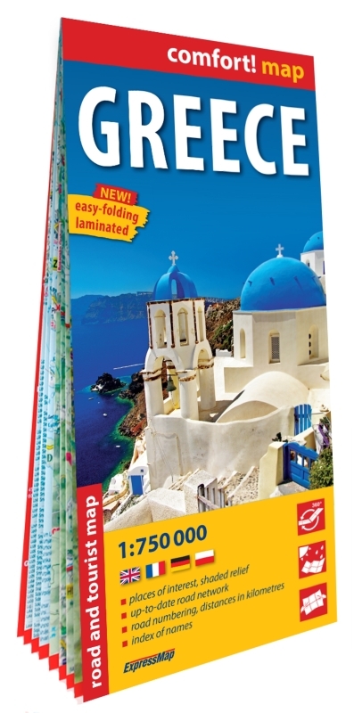 Grèce 1/750.000 (carte grand format laminée). Greece