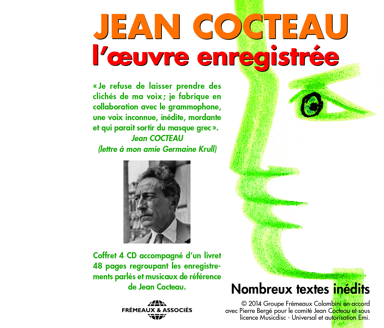 JEAN COCTEAU L OEUVRE ENREGISTREE (NOMBREUX TEXTES INEDITS EN 4 CD)