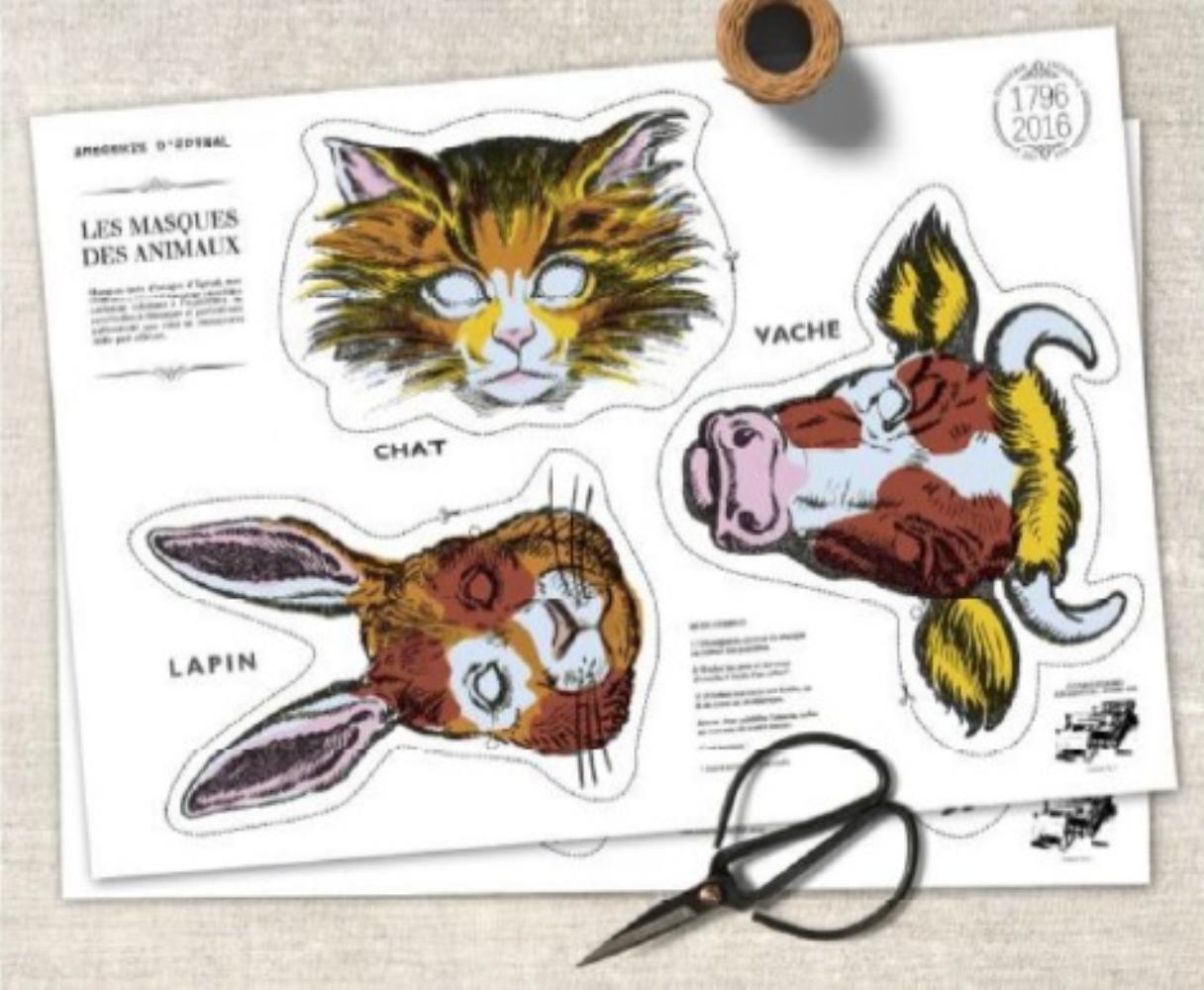 PLANCHE DE MASQUES D'ANIMAUX