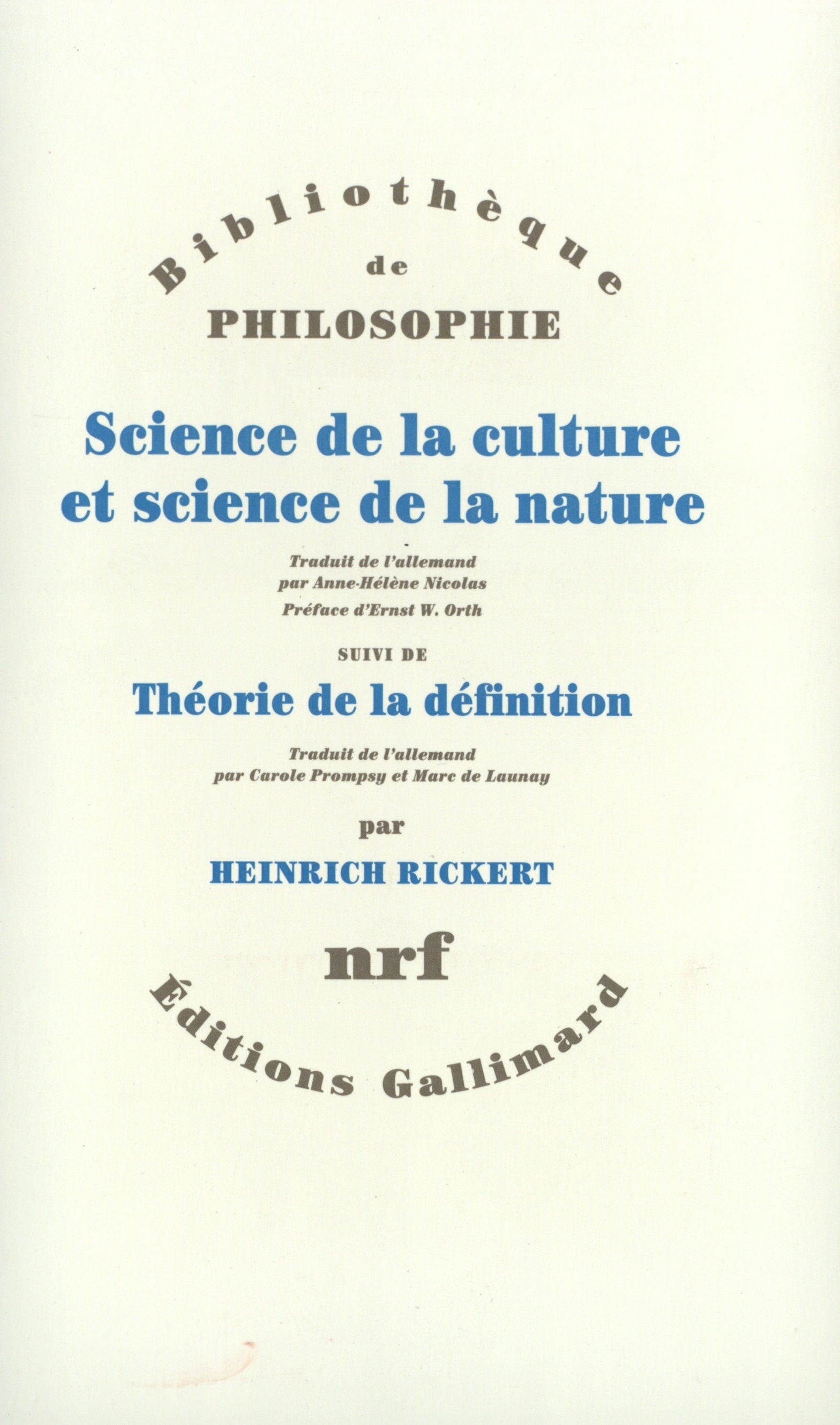 Science de la culture et science de la nature / Théorie de la définition