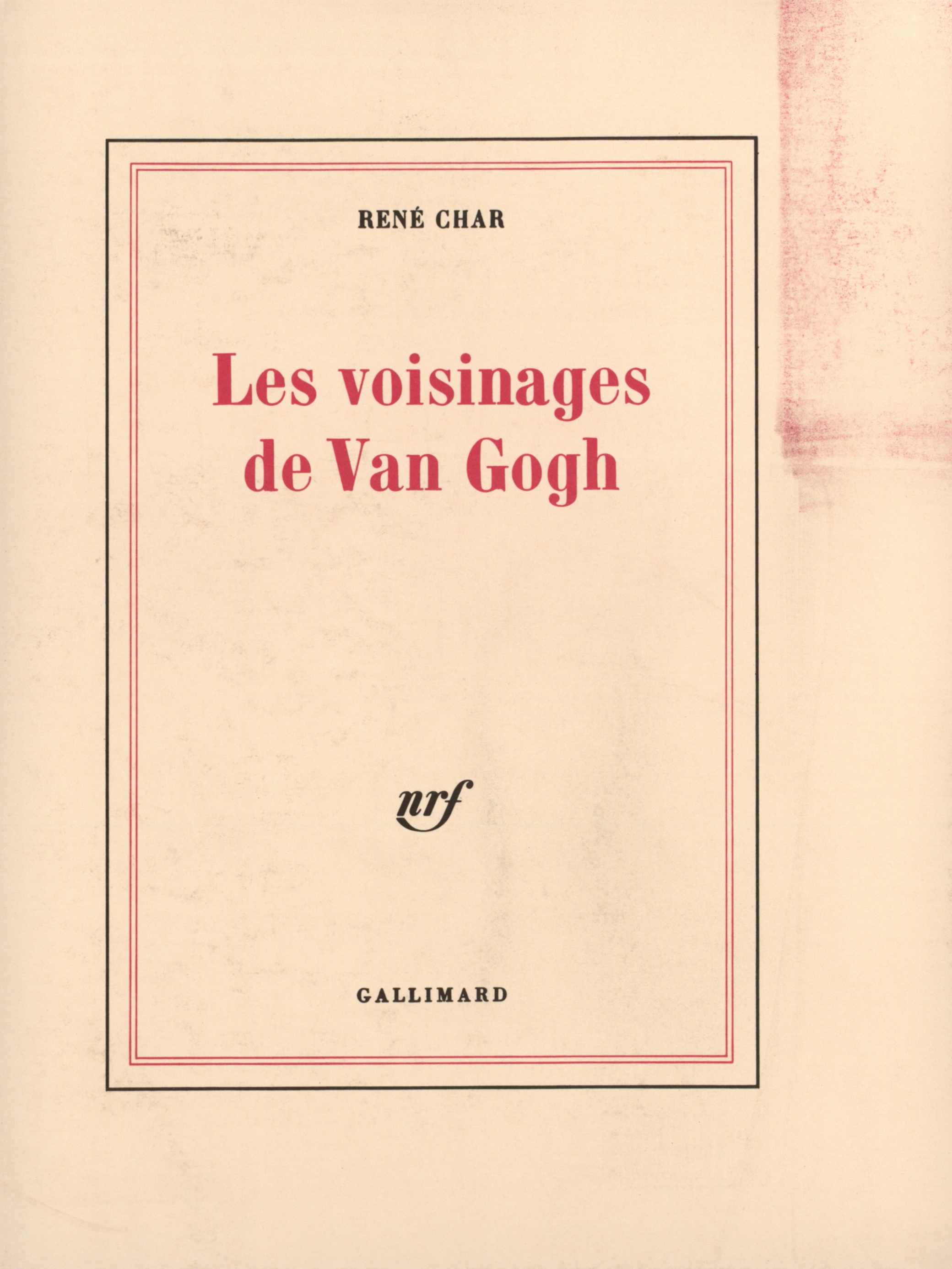 Les voisinages de Van Gogh