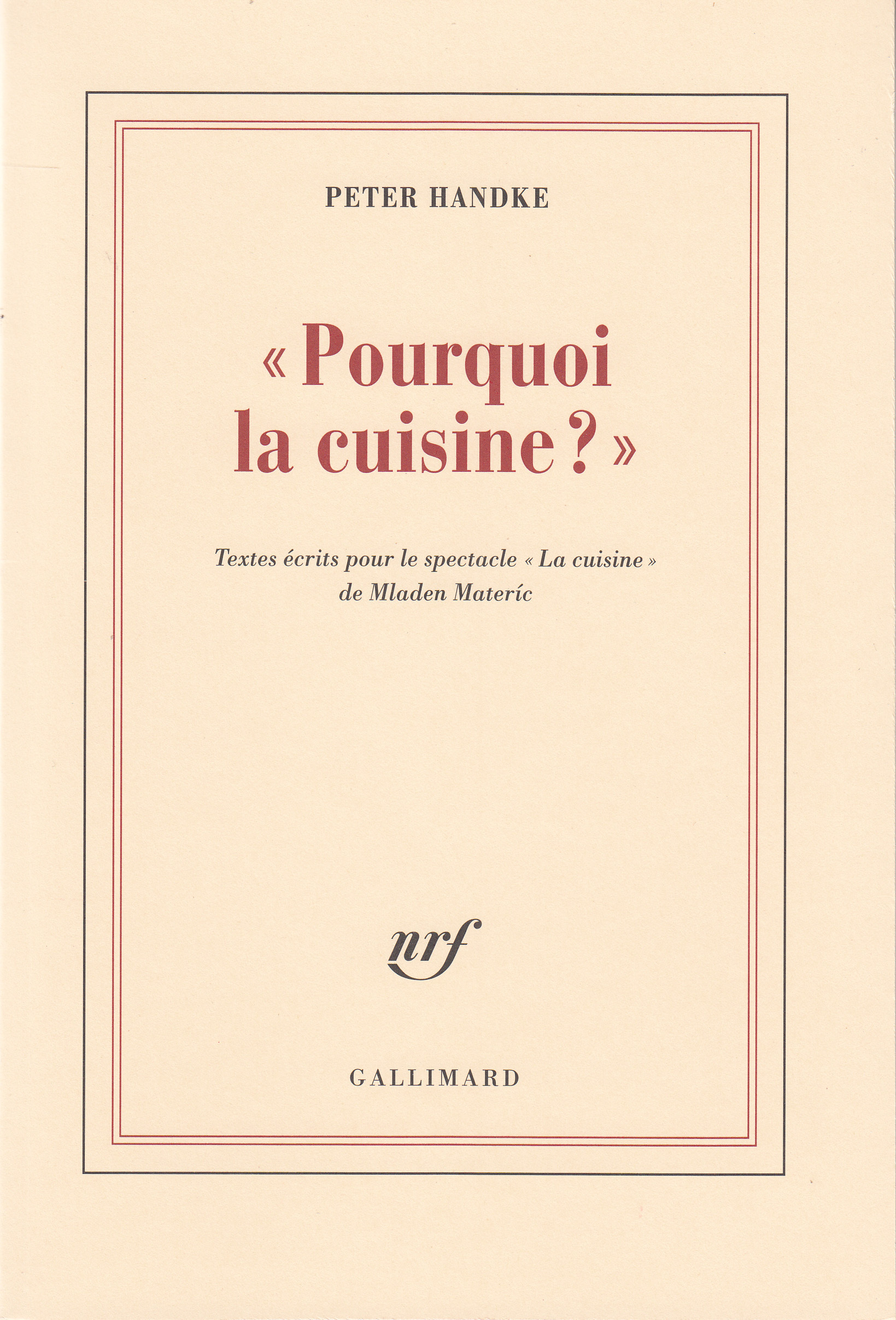 "Pourquoi la cuisine ?"