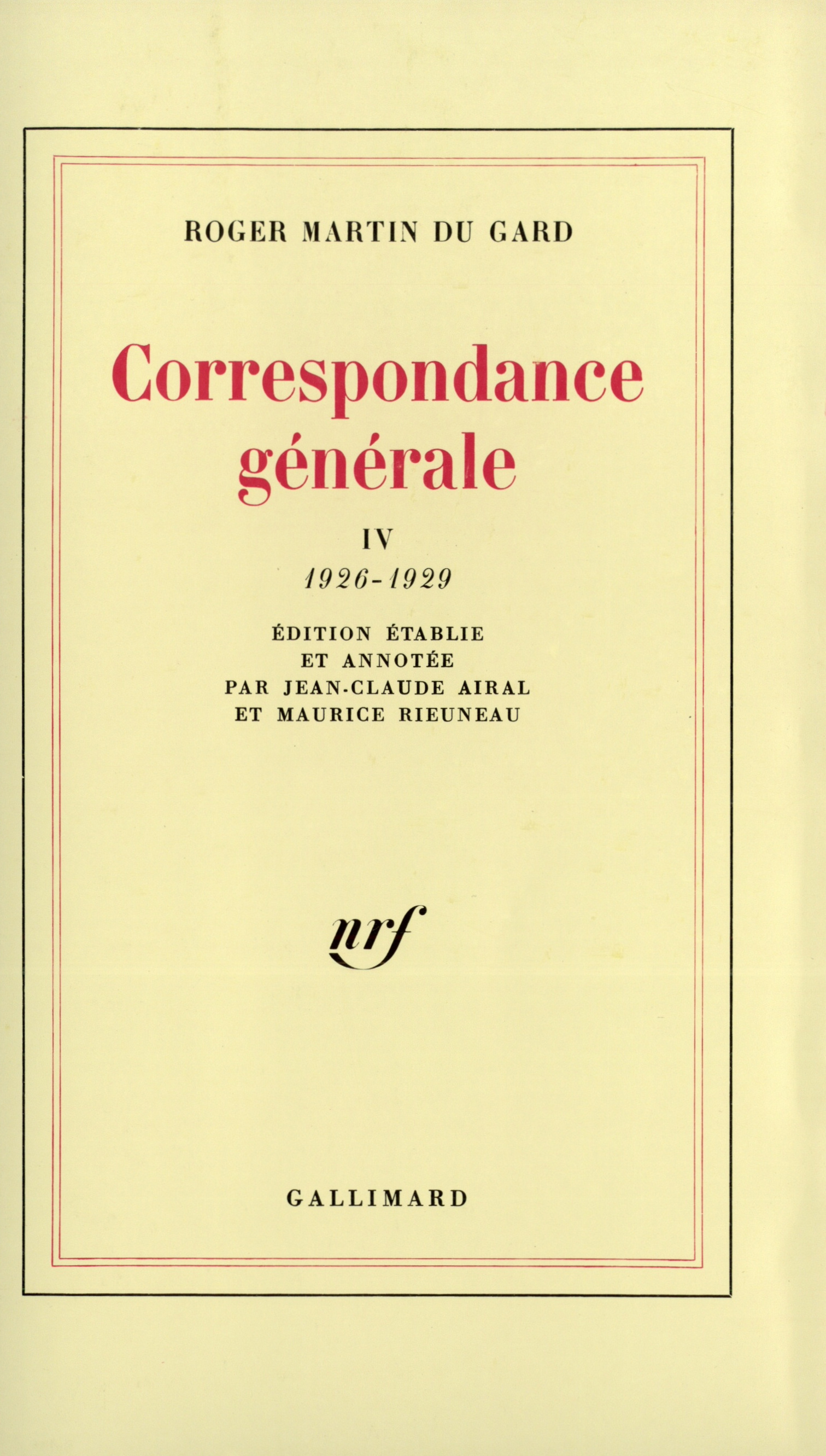 Correspondance générale