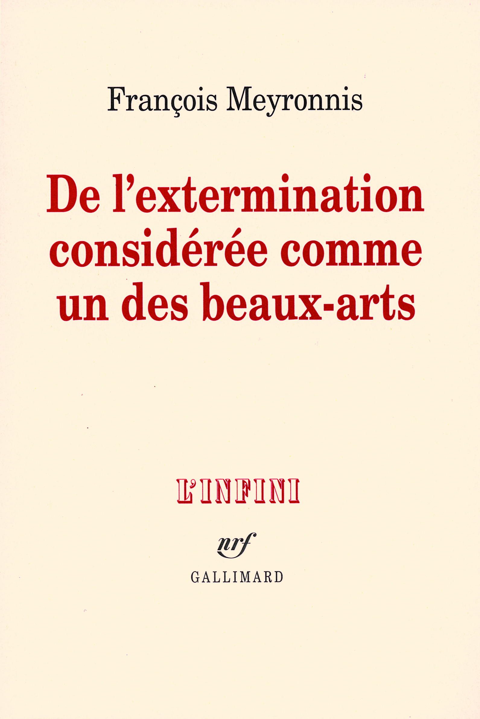 De l'extermination considérée comme un des beaux-arts