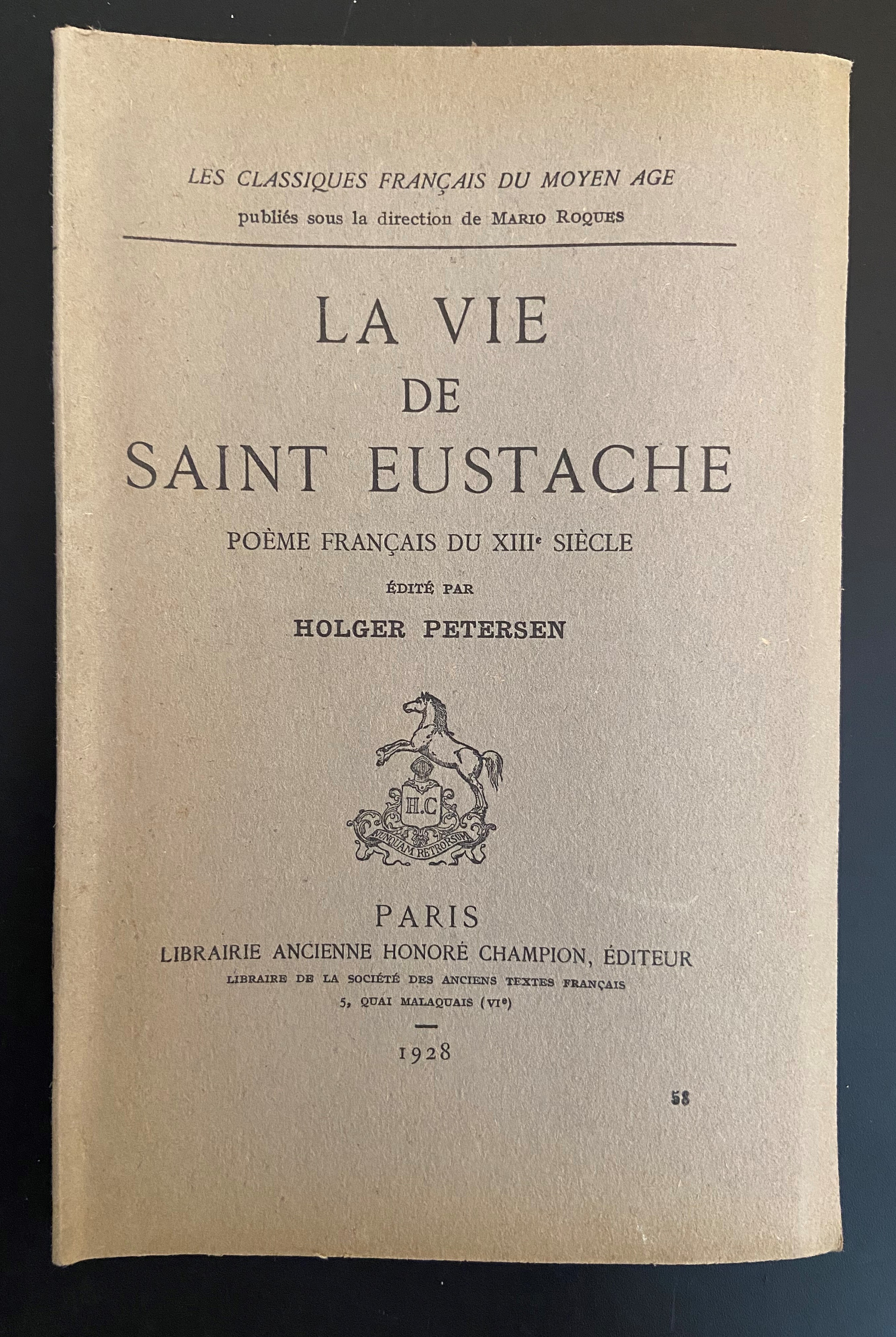 La Vie de Saint Eustache. Poème français du XIIIe siècle (1928)