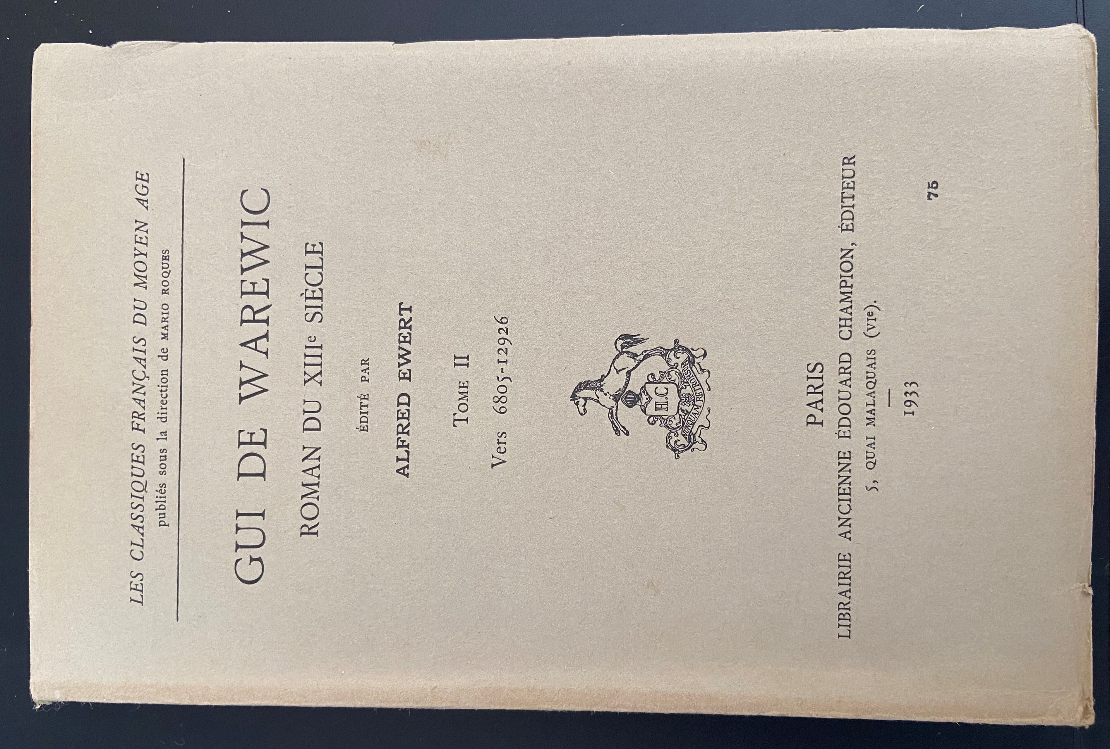 Gui de Warewic T2 (et dernier) : vers 6805-12926 (1933)