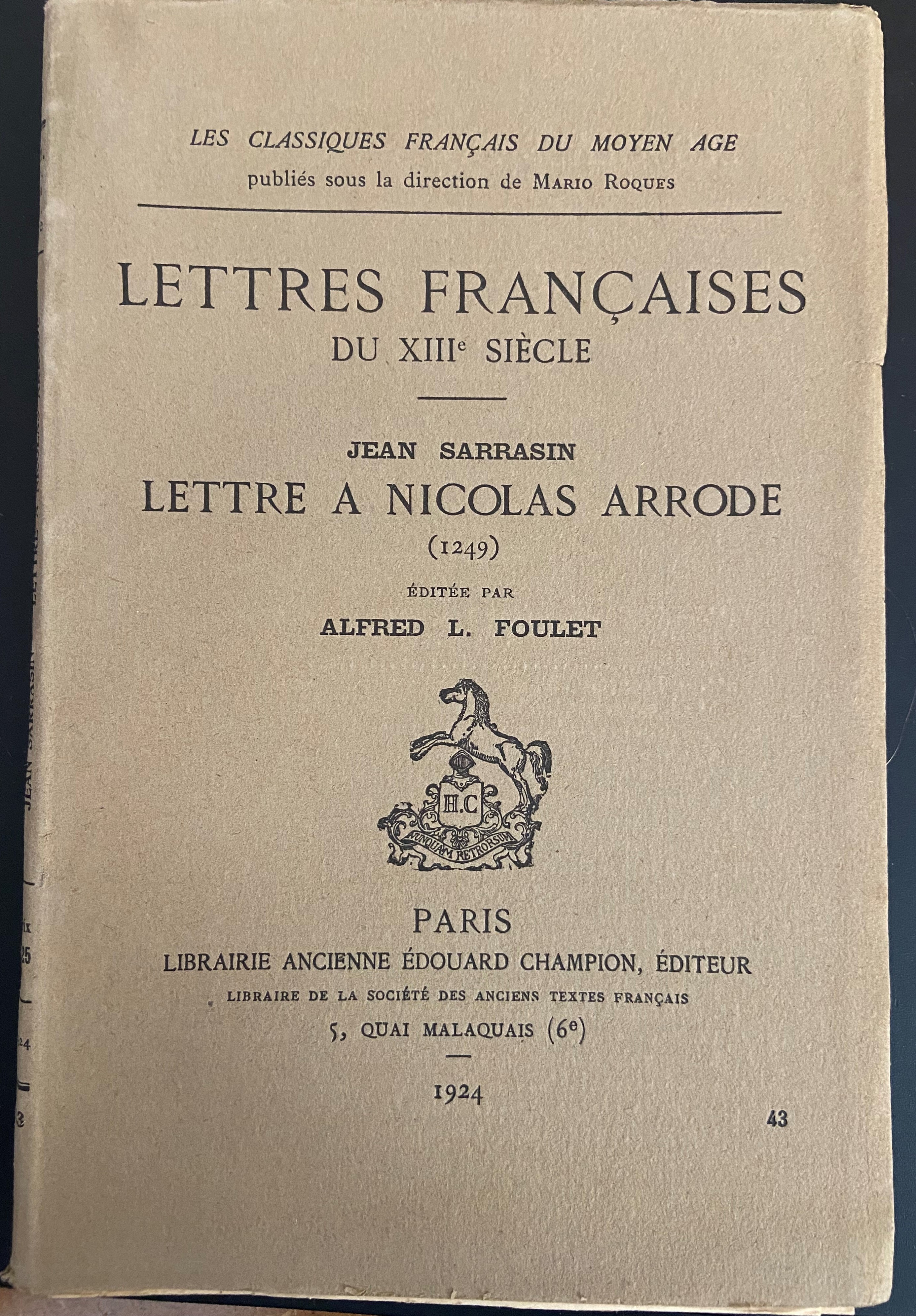 Lettre à Nicolas Arrode (1249)