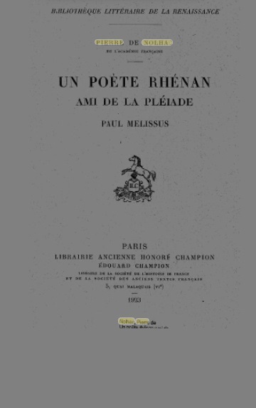 Un poète rhénan ami de la Pléiade : Paul Melissus
