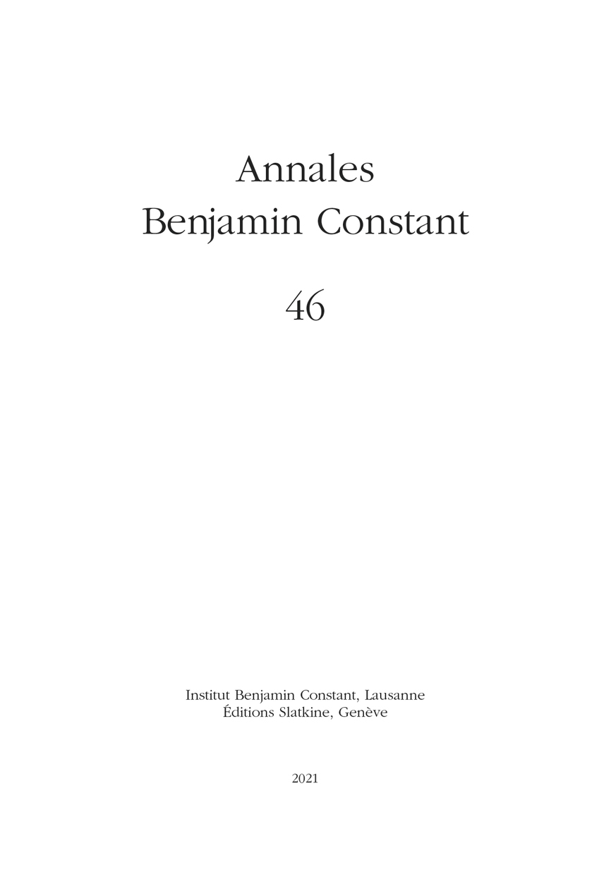 Annales Benjamin Constant 26 - 2021