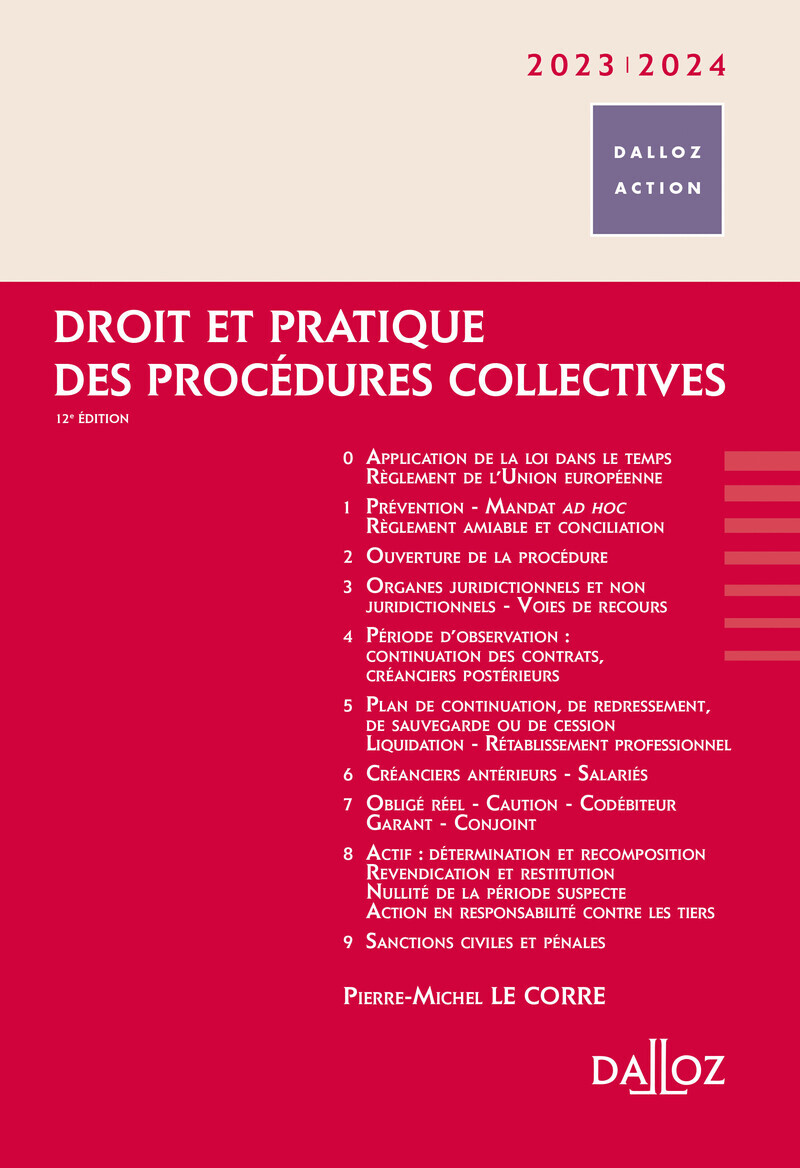 Droit et pratique des procédures collectives 2023/2024. 12e éd.