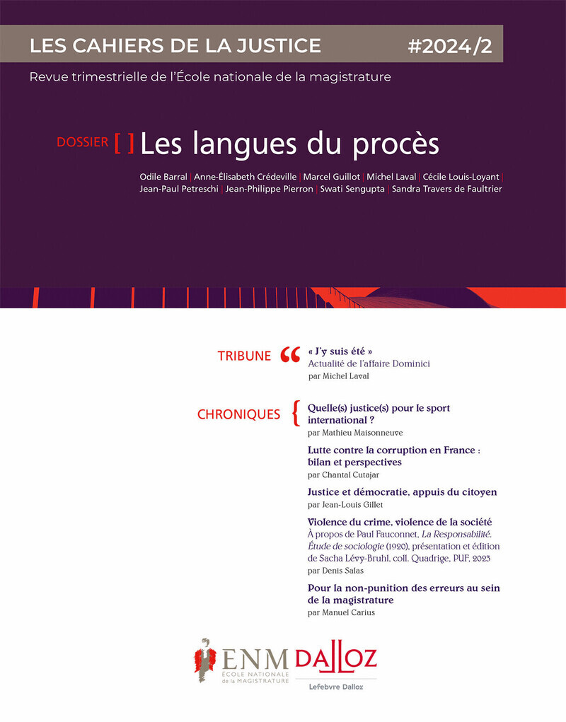 Les Cahiers de la justice 2/2024. Les langues du procès