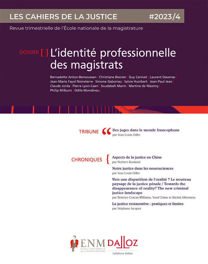 Les Cahiers de la justice 4/2023 - L'identité professionnelle des magistrats