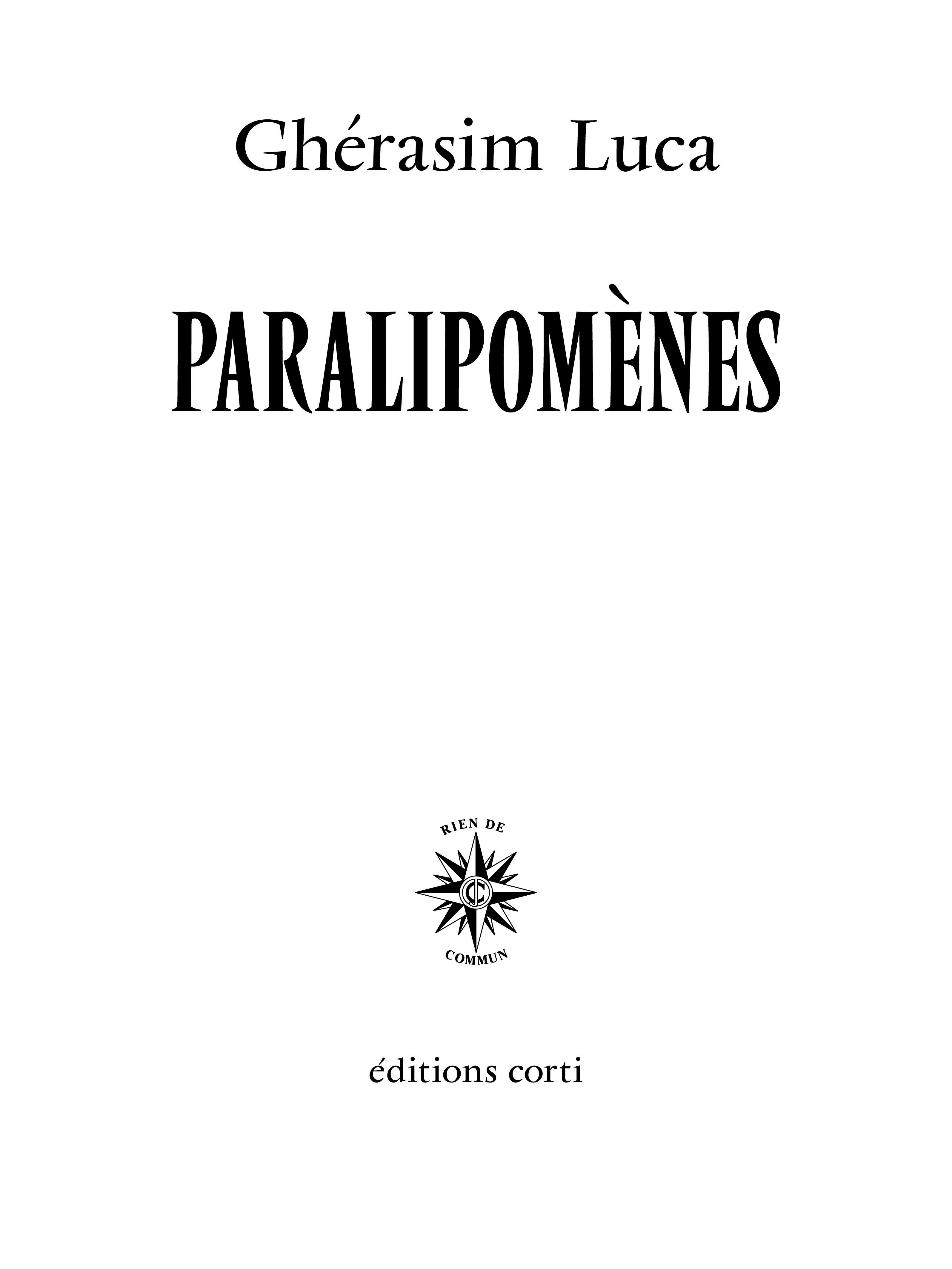 Paralipomènes