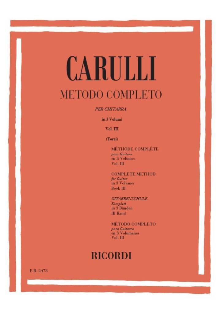 FERDINANDO CARULLI : METODO COMPLETO PER CHITARRA VOL. 3 - GUITARE
