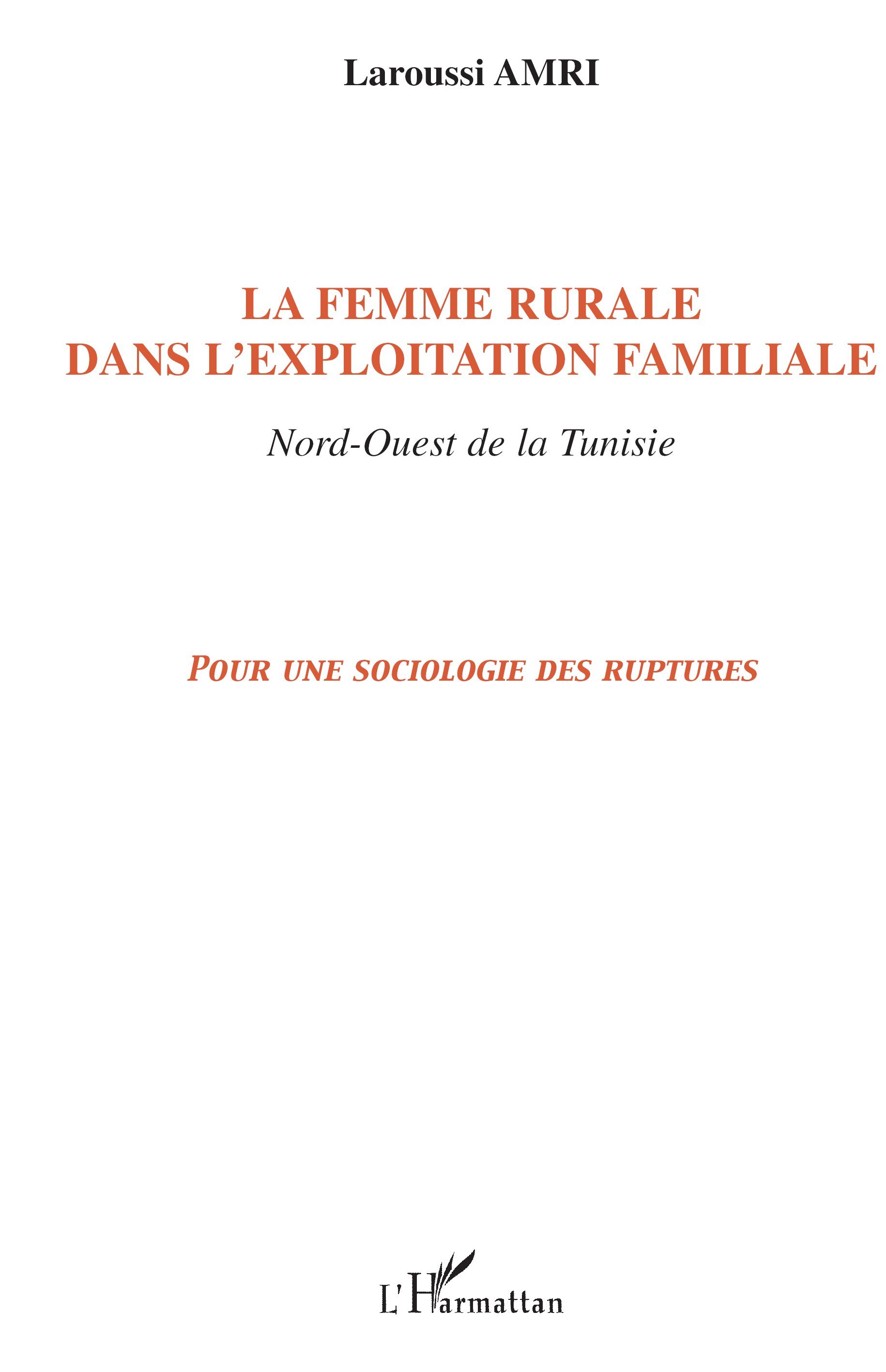 La femme rurale dans l'exploitation familiale Nord-Ouest de la Tunisie