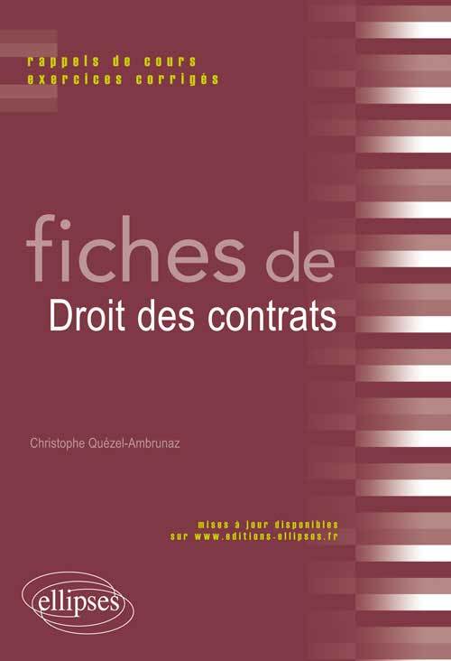 Fiches de Droit des contrats. Rappels de cours et exercices corrigés