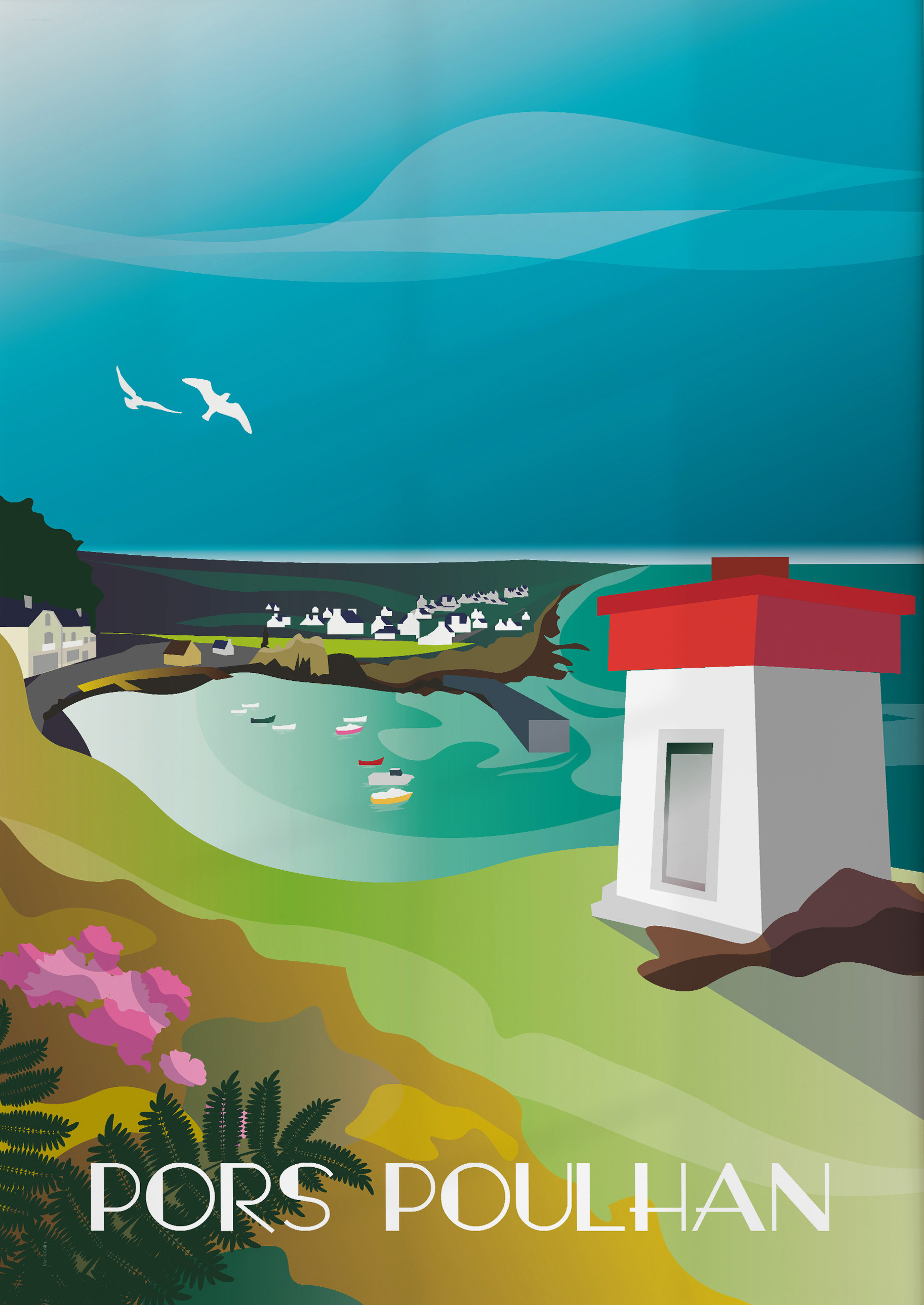 Affiche - Le Petit Port de Pors Poulhan, Plouhinec