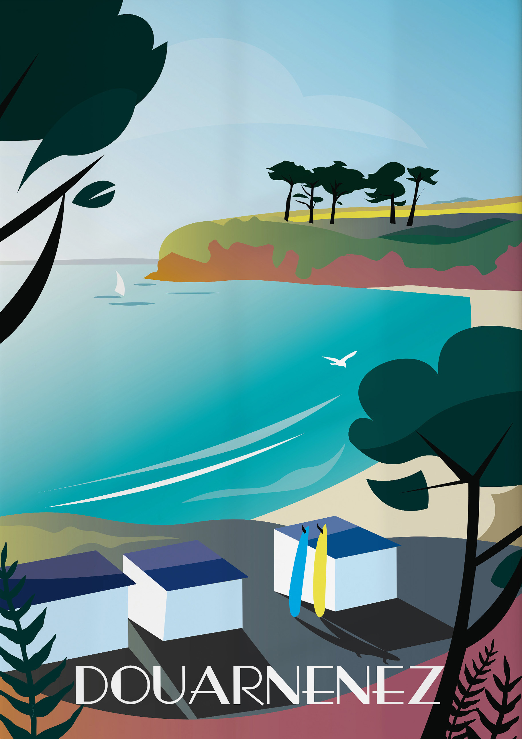 Affiche - La Plage du Ris, Douarnenez