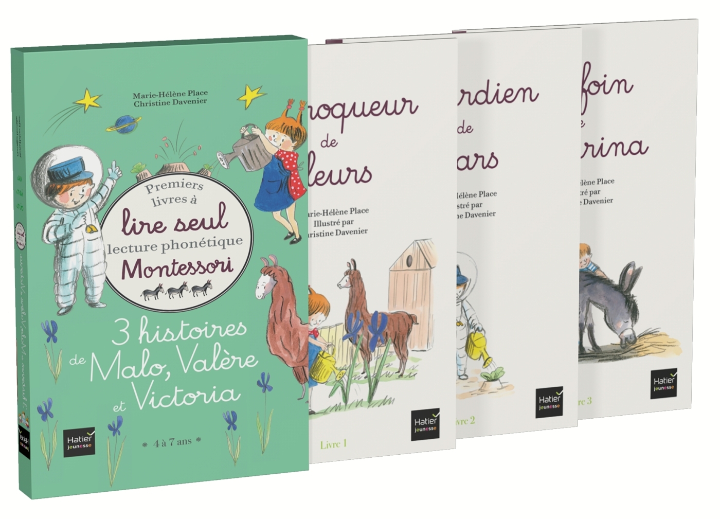 Coffret premiers livres à lire seul 3 histoires de Malo,Valère & Victoria Niv.3 Pédagogie Montessori