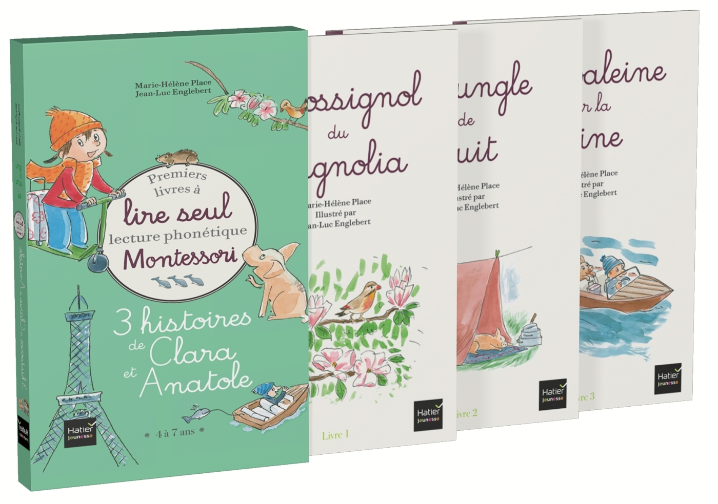 Coffret premiers livres à lire seul - 3 histoires de Clara et Anatole Niveau 3 pédagogie Montessori