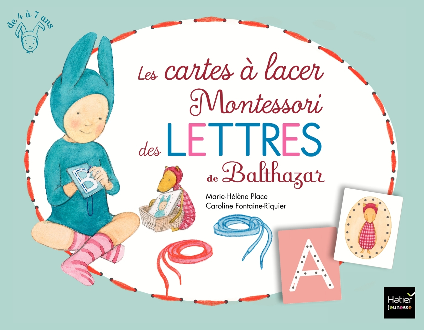 Les cartes à lacer Montessori des lettres de Balthazar