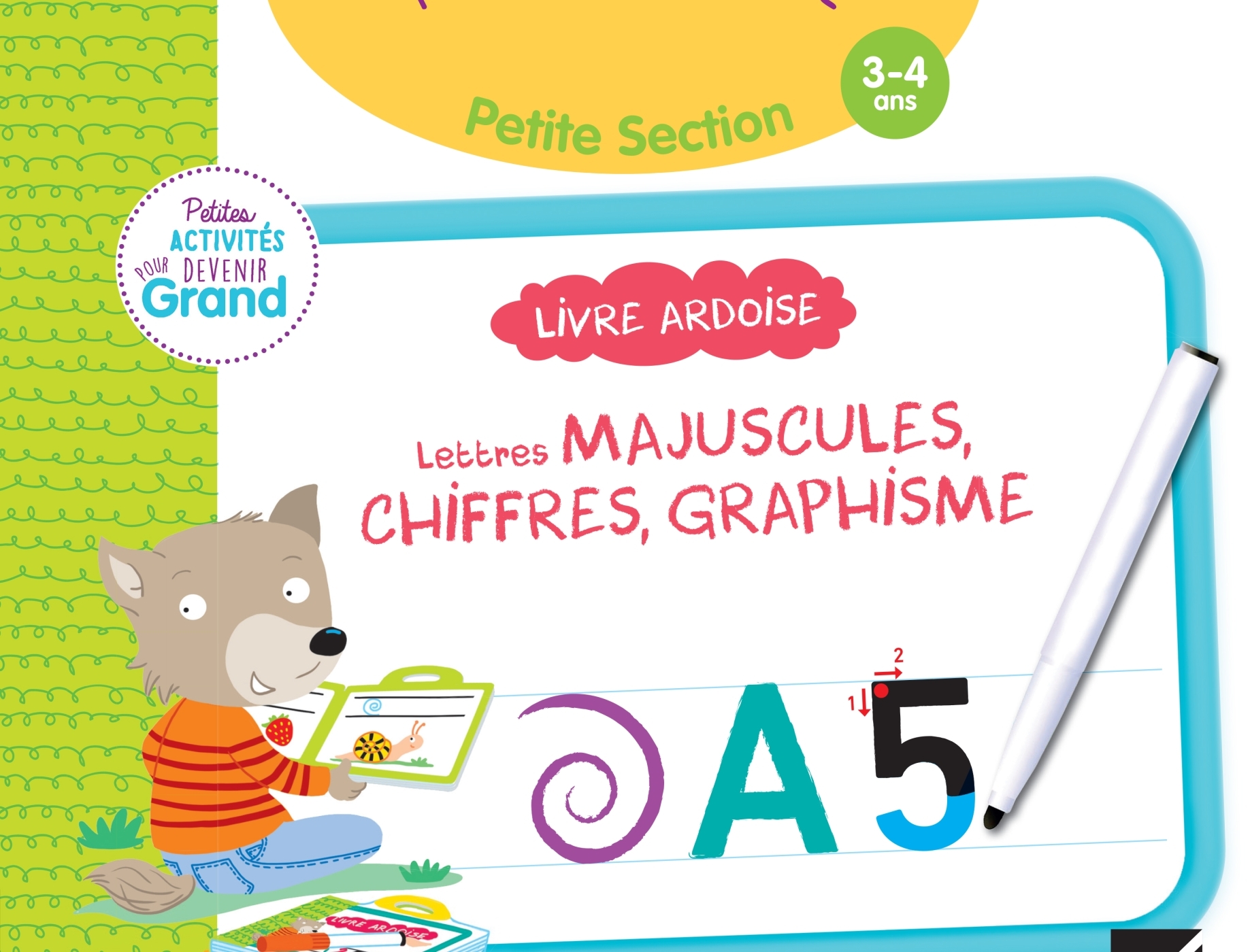 Livre ardoise - Lettres majuscules, chiffres, graphisme PS