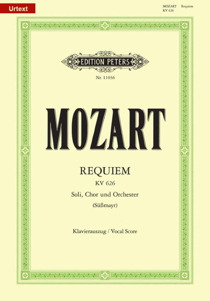 WOLFGANG AMADEUS MOZART : REQUIEM D-MOLL KV 626 - SOLO VOICES, CHOIR & ORCHESTRA (REDUCTION PIANO)