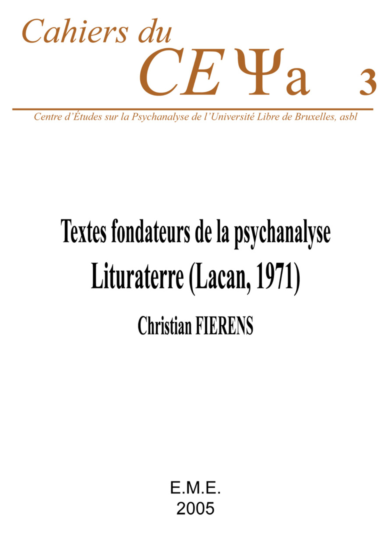 Textes fondateurs de la psychanalyse : &quot;Lituraterre&quot; (Lacan, 1971)