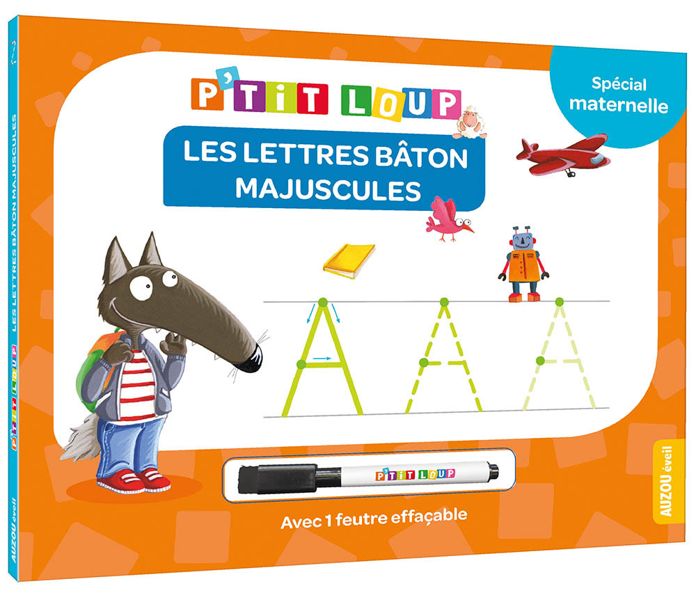 Mon livre ardoise P'tit Loup - Les lettres majuscules bâton NED
