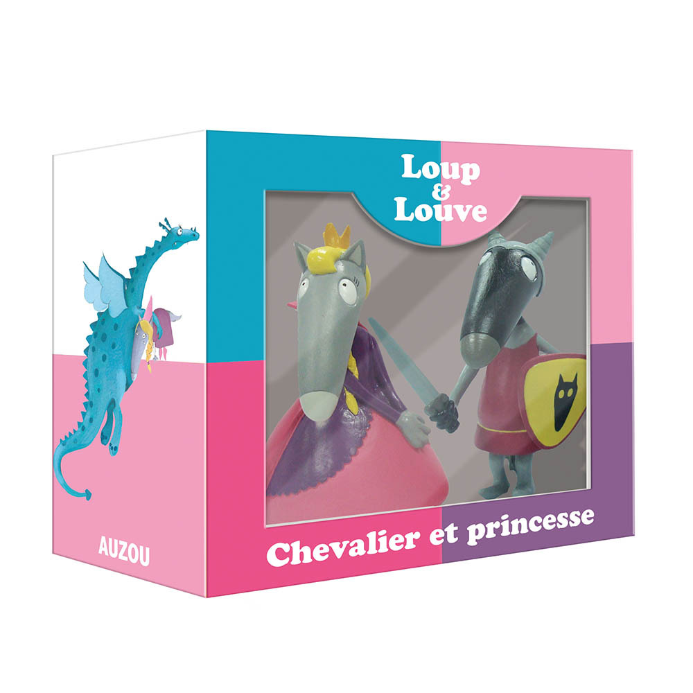 FIGURINES DUO -  LOUP CHEVALIER ET LOUVE PRINCESSE