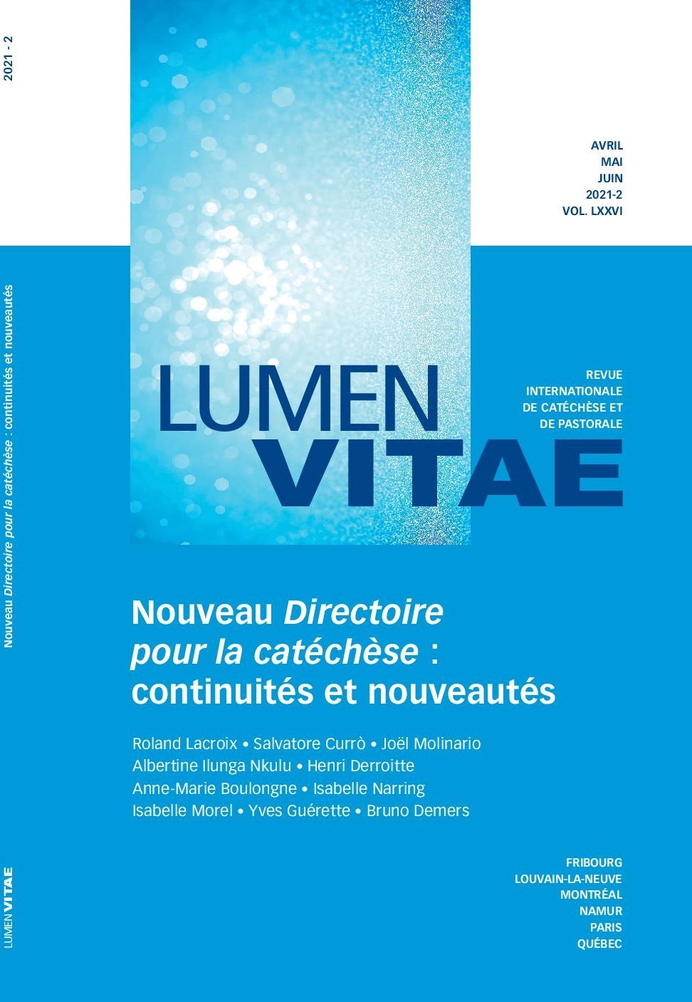 Directoire pour la catéchèse : continuités et nouveautés, revue Lumen Vitae 2021-2, vol 76