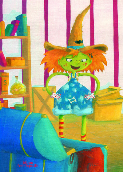 cahier à dessin “la sorcière verte au grenier” tirée de l’album “ La sorcière verte sème le bazar