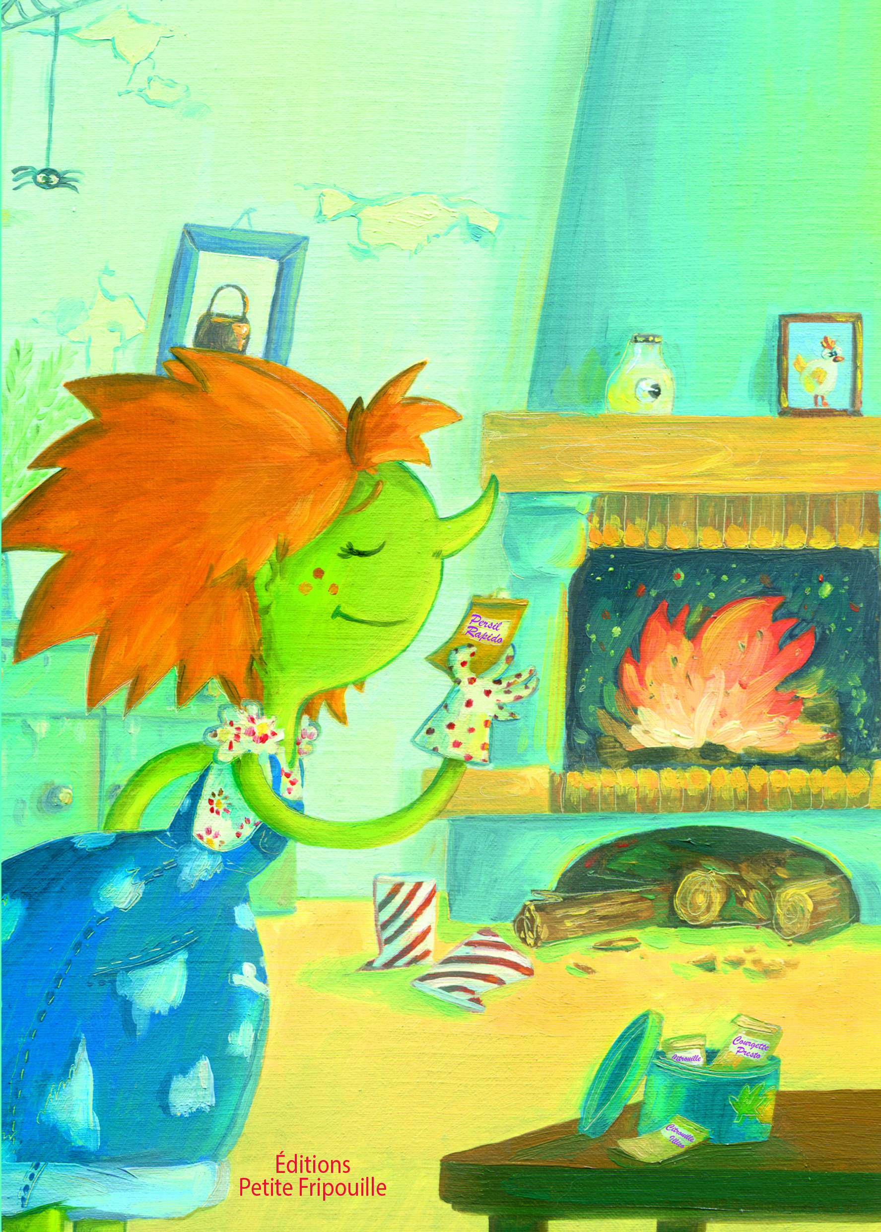 cahier à dessin “la sorcière verte dans le séjour”tirée de l’album “ La sorcière verte sème le bazar