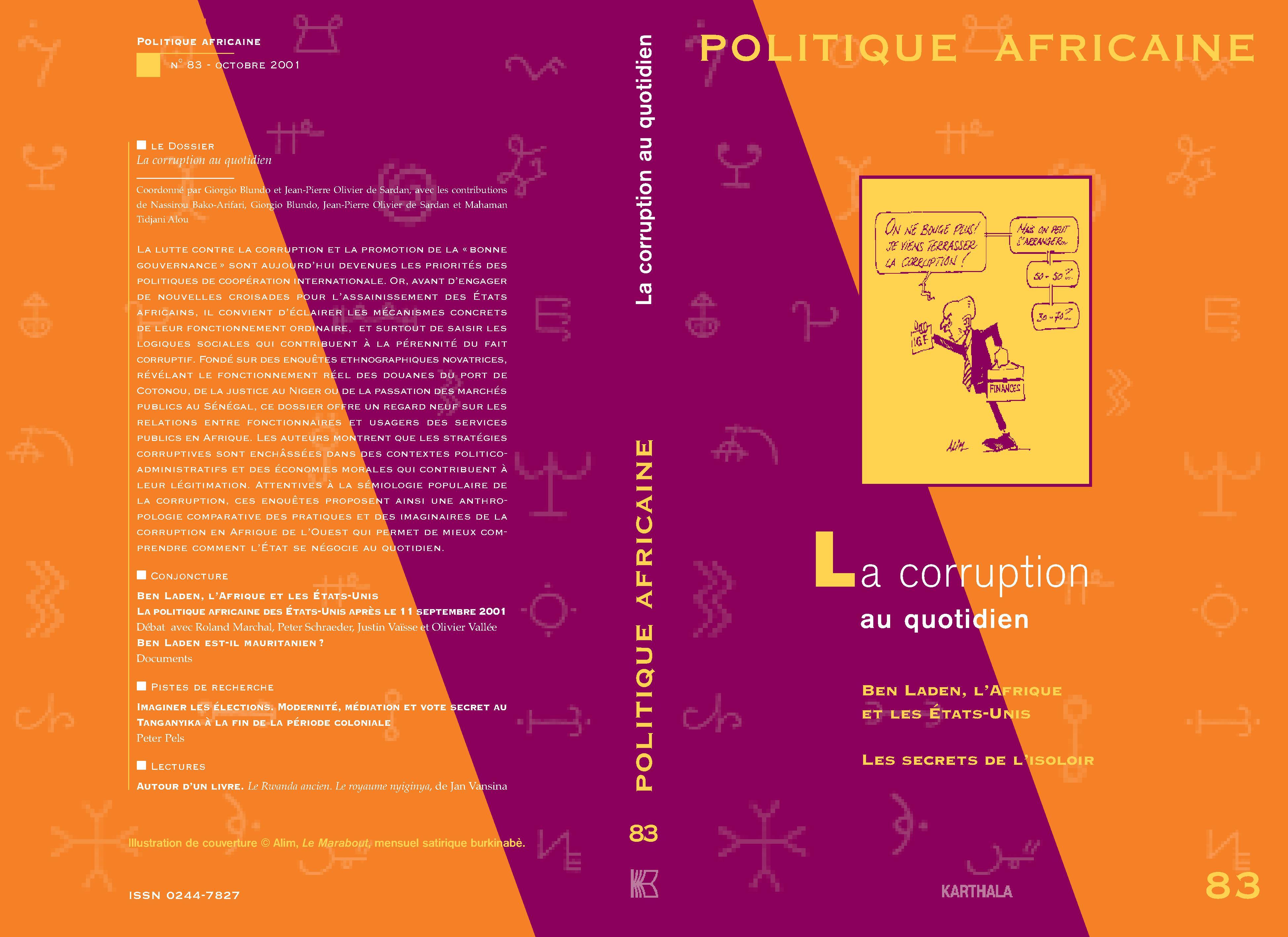 POLITIQUE AFRICAINE N-083, LA CORRUPTION AU QUOTIDIEN