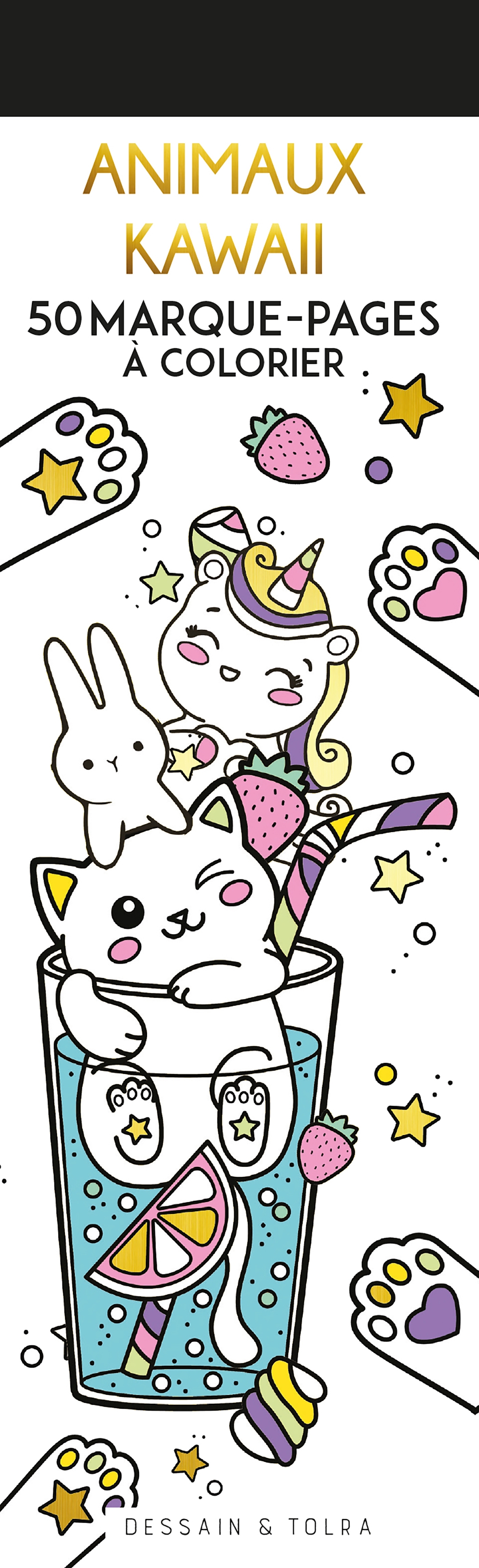 Animaux Kawaii - 50 marque-pages à colorier