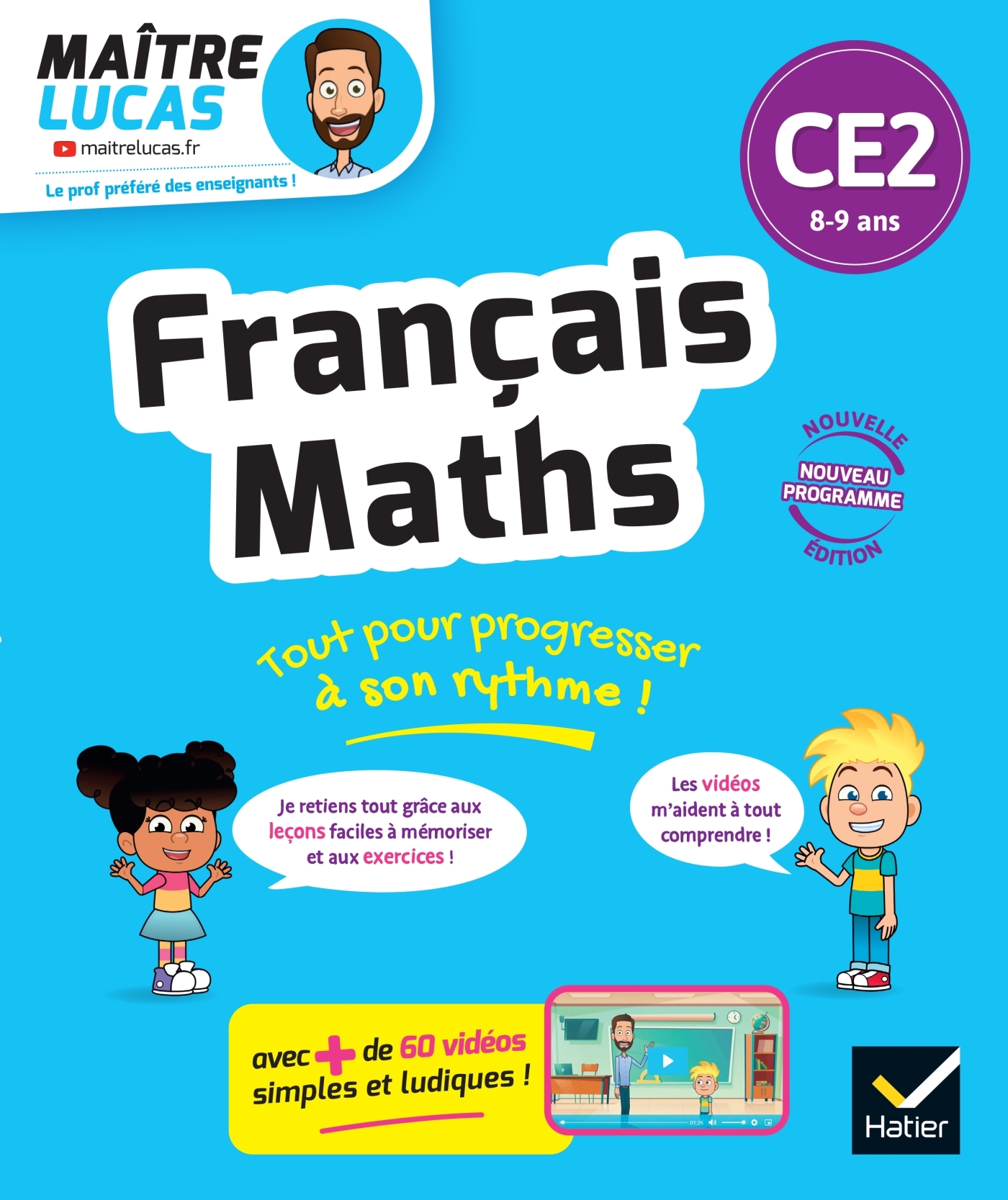 Français et Maths CE2 - Nouveau programme - Cahier de soutien avec des vidéos