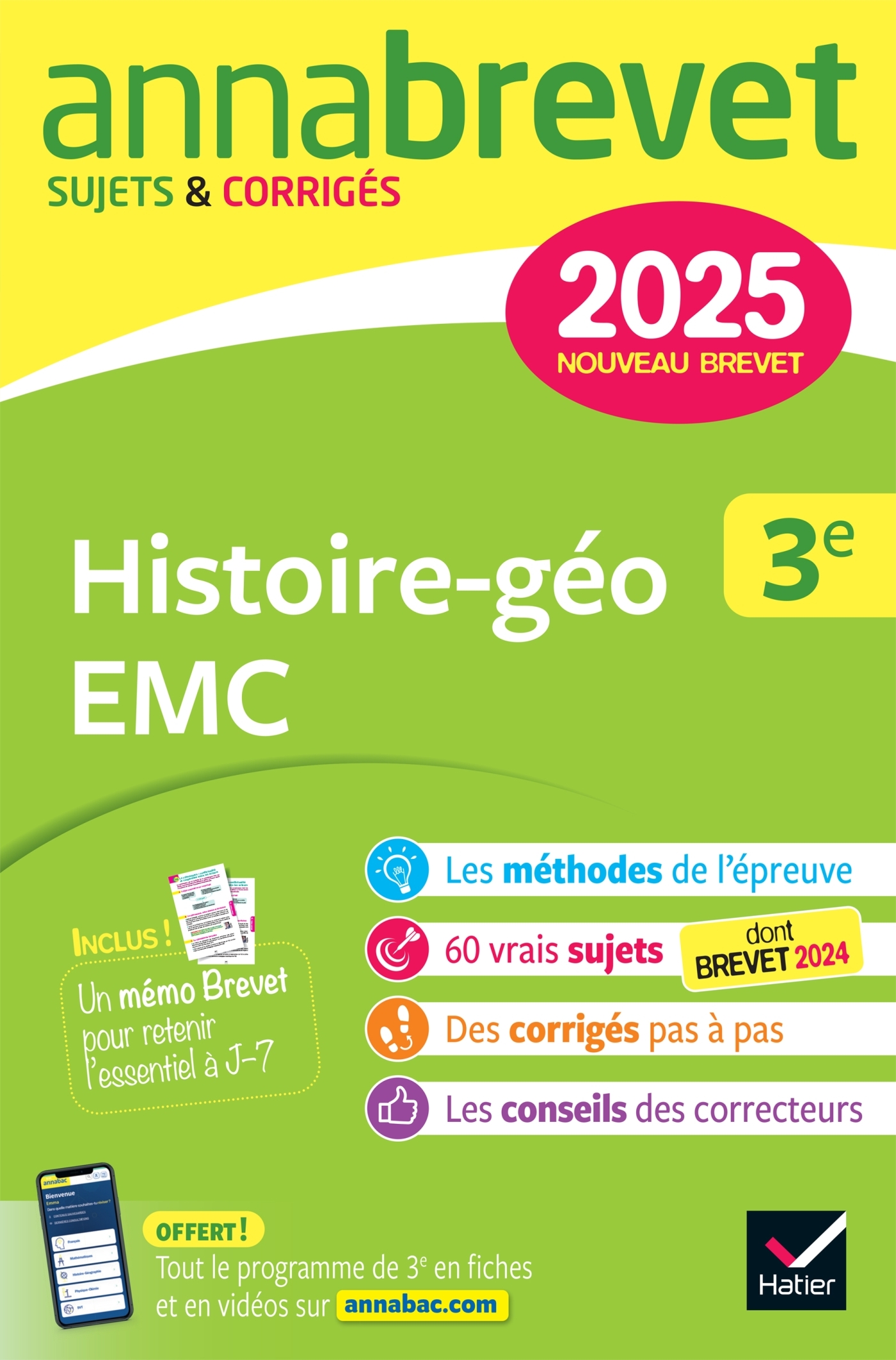 Annales du brevet Annabrevet 2025 Histoire-géographie EMC 3e - Nouveau brevet