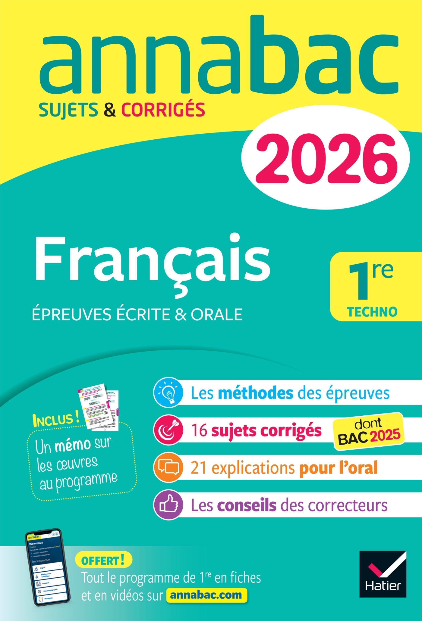 Annales du bac 2026 - Annabac Français 1re technologique (bac de français écrit & oral)