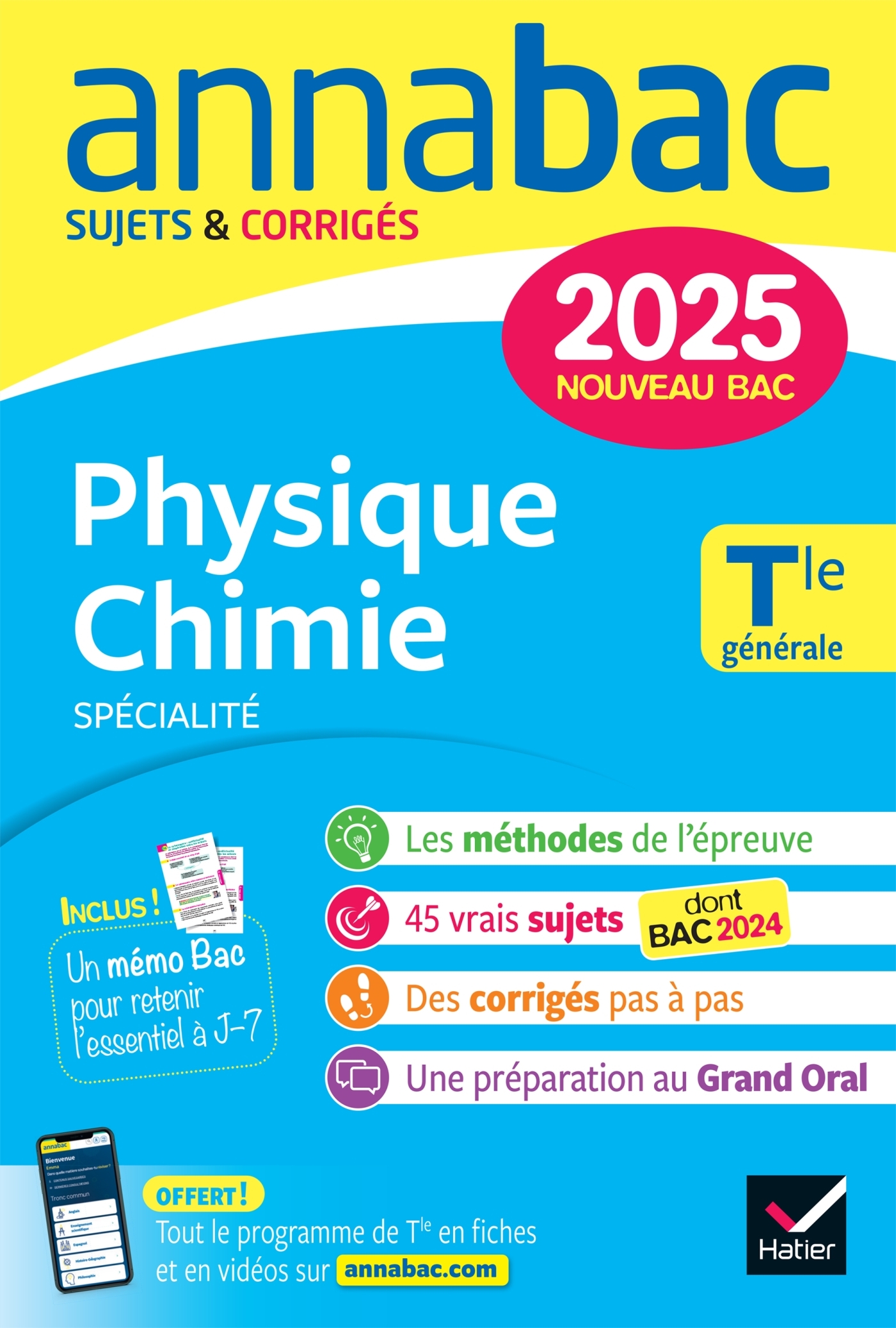 Annales du bac Annabac 2025 Physique-Chimie Tle générale (spécialité)