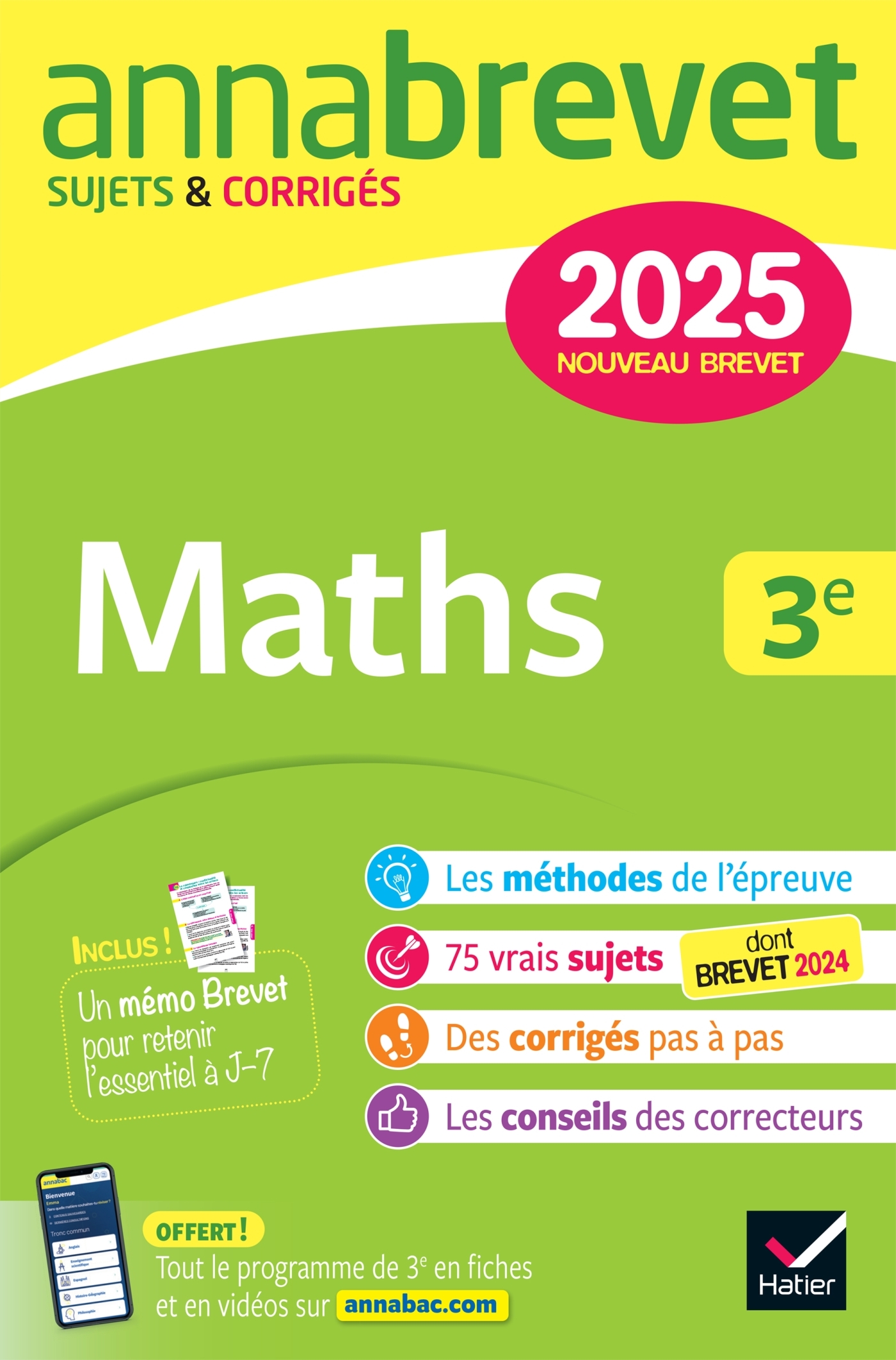 Annales du brevet Annabrevet 2025 Maths 3e - Nouveau brevet