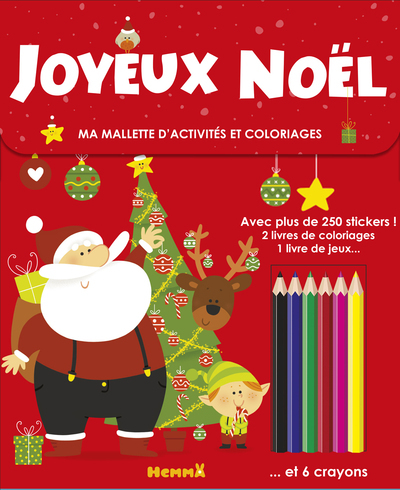 Ma mallette d'activités et coloriages Joyeux Noël (Fond rouge)