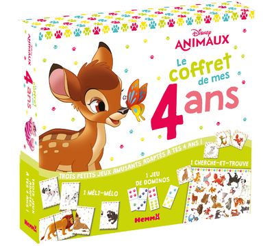 Disney Animaux - Le coffret de mes 4 ans - 1 méli-mélo - 1 jeu de dominos - 1 cherche-et-trouve