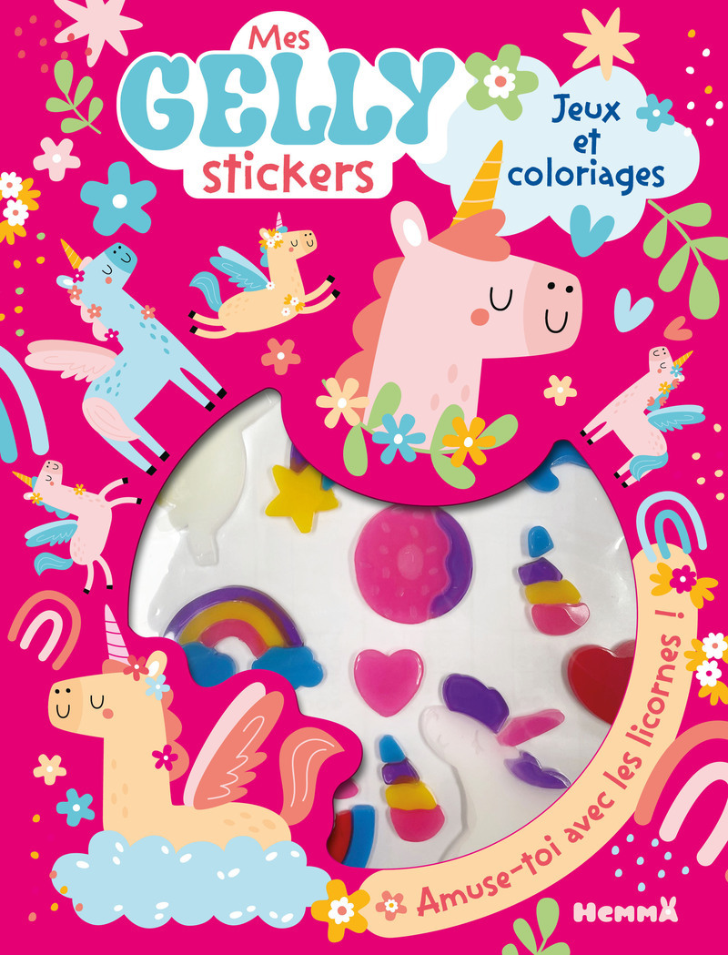 Mes gelly stickers - Jeux et coloriages (Licornes) - Amuse-toi avec les amis !