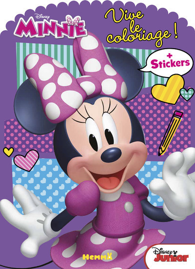 Disney Minnie Vive le coloriage ! (Fond lignes-pois-coeurs)