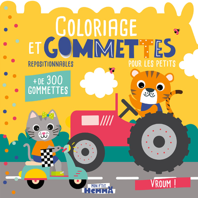 Mon P'tit Hemma - Coloriage et gommettes pour les petits - Vroum ! - + de 300 gommettes repositionnables