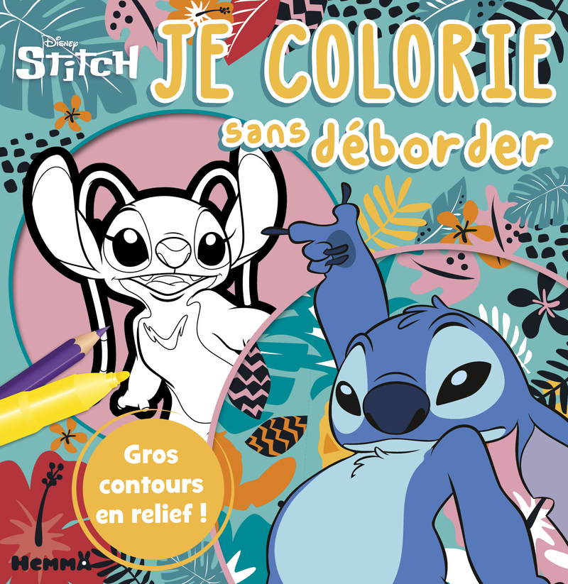 Disney Stitch - Je colorie sans déborder - Gros contours en relief !