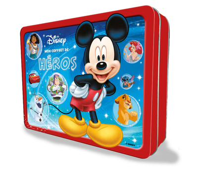 Disney - Mon coffret de héros - 64 pages de jeux et coloriages, des autocollants, un masque, des pochoirs, des tatouages, un poster R/V, trois figurines en carton et 6 crayons de couleur