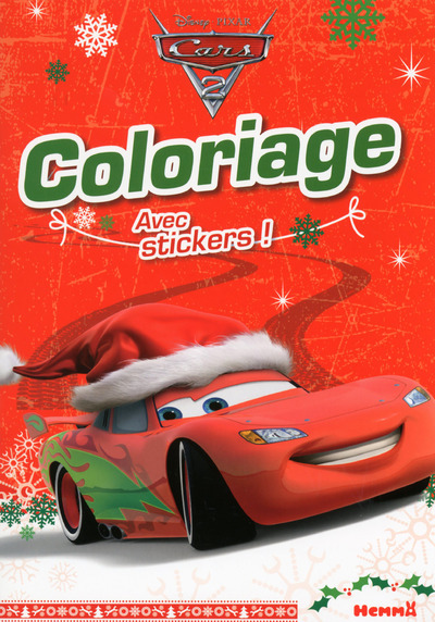 Cars 2 Coloriage avec stickers (Noël Fond rouge)